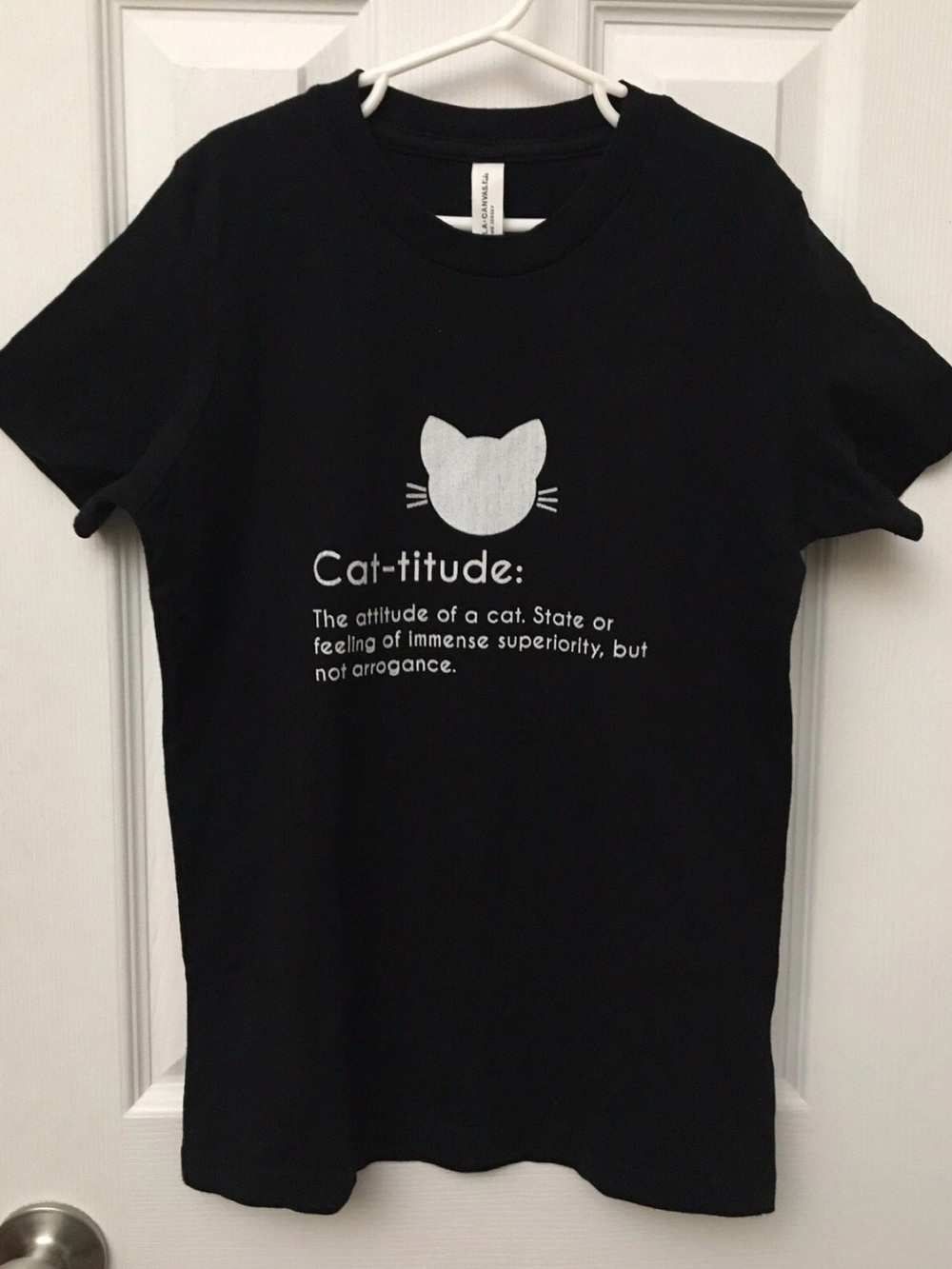 Bella + Canvas Kids Cat-titude Cat T Shirt M 10-12 Black